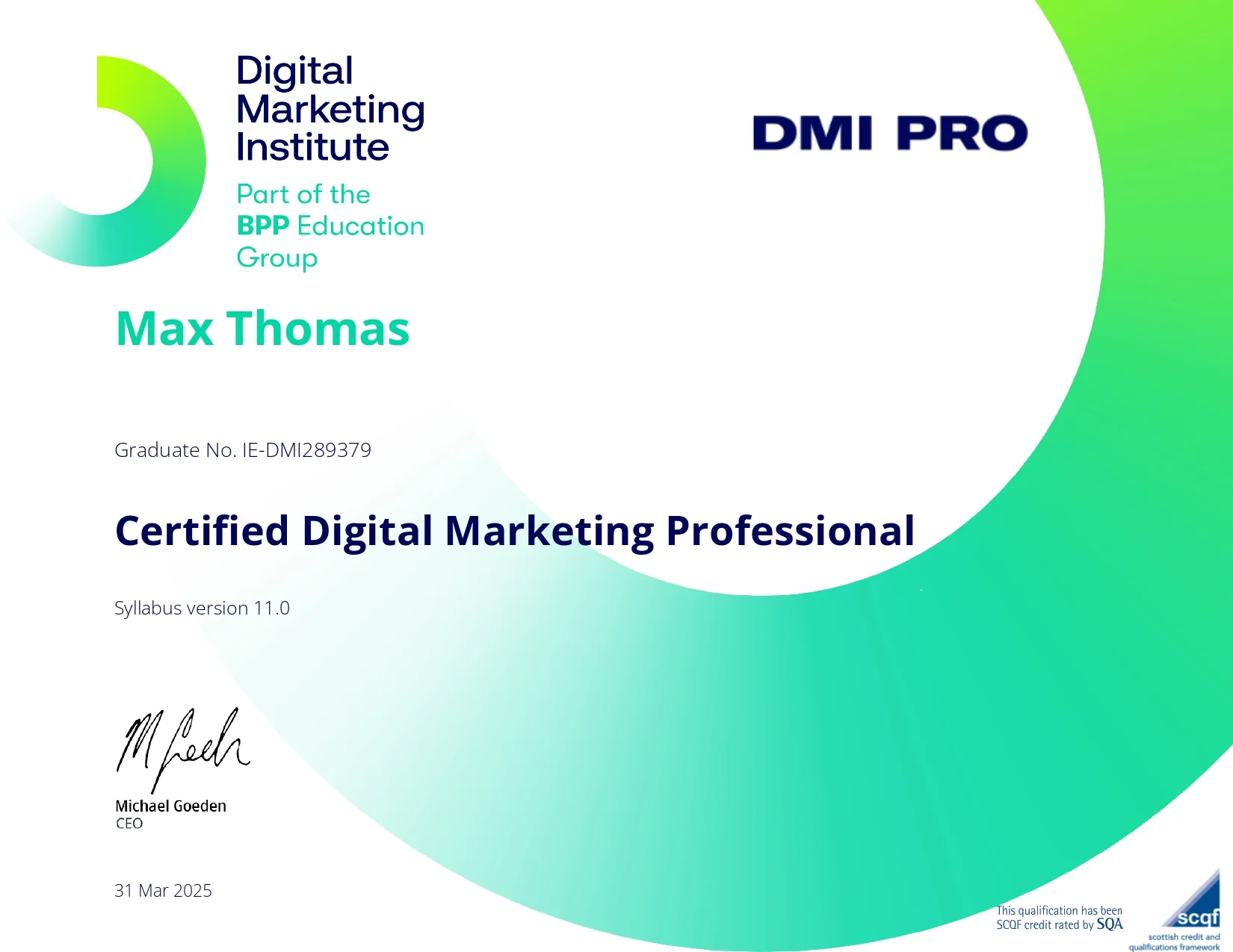 Digital Marketing Institute Certification