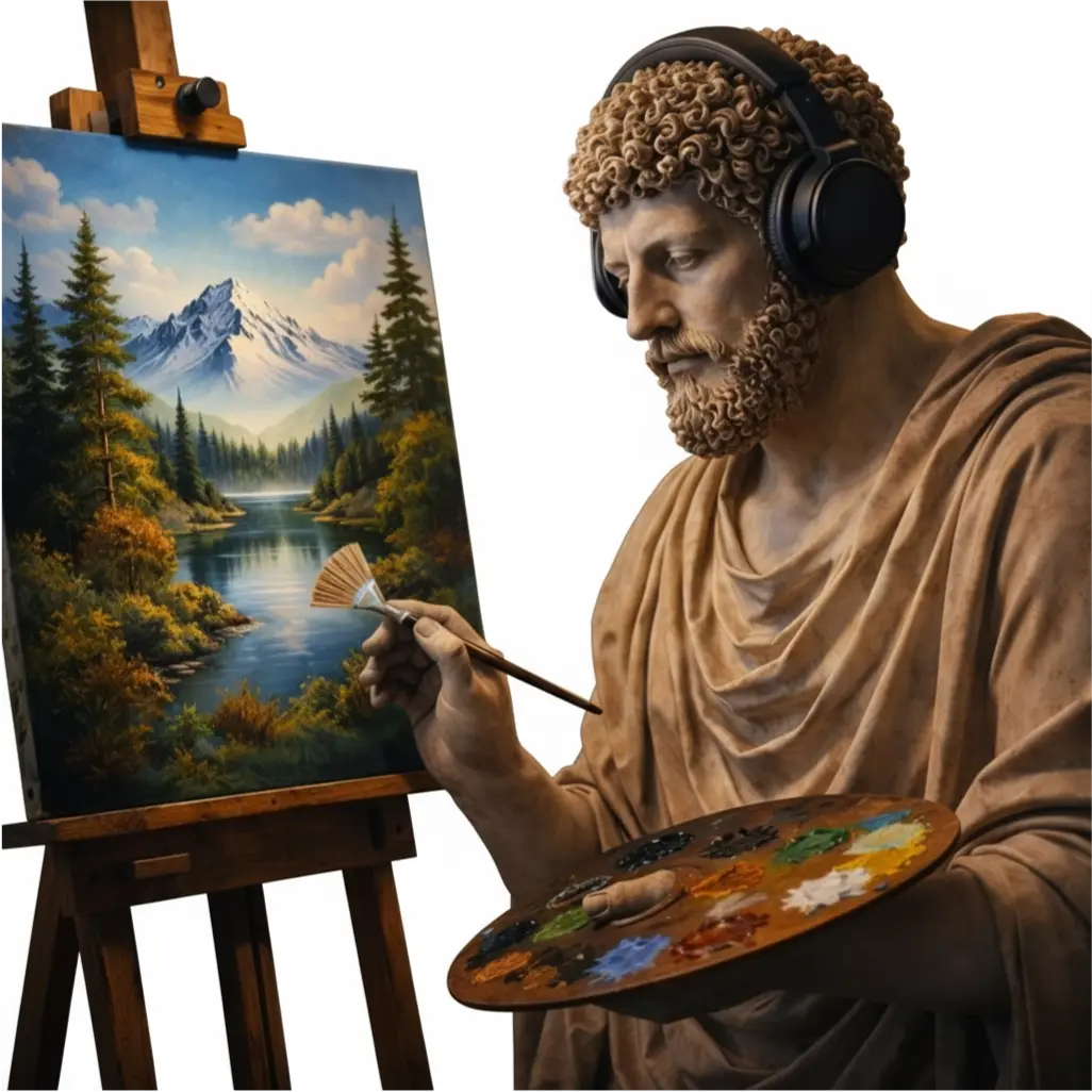 Marcus Aurelius wearing Thug Life meme glasses